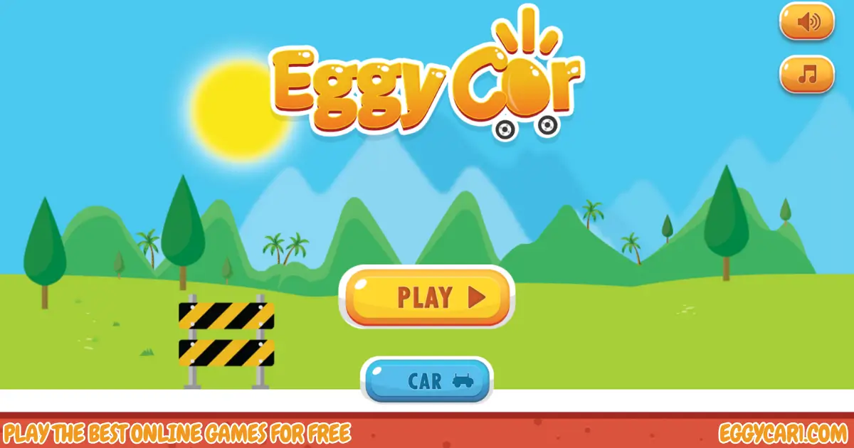Eggy Car Main Menu With Play Button and Cartoon Landscape