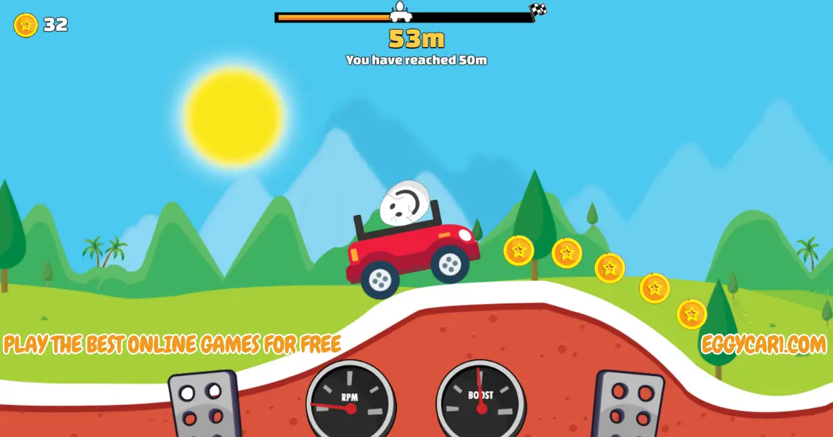 Eggy Car Reaching 50m Distance With Red Car And Coins