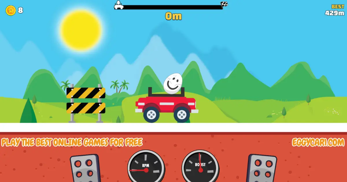 Eggy Car Red Jeep Vehicle Ready For Gameplay Start